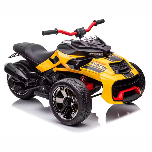 SPEEDYSPARK Elektrische KinderTrike 12V – E-Tank | Geel, met afstandsbediening
