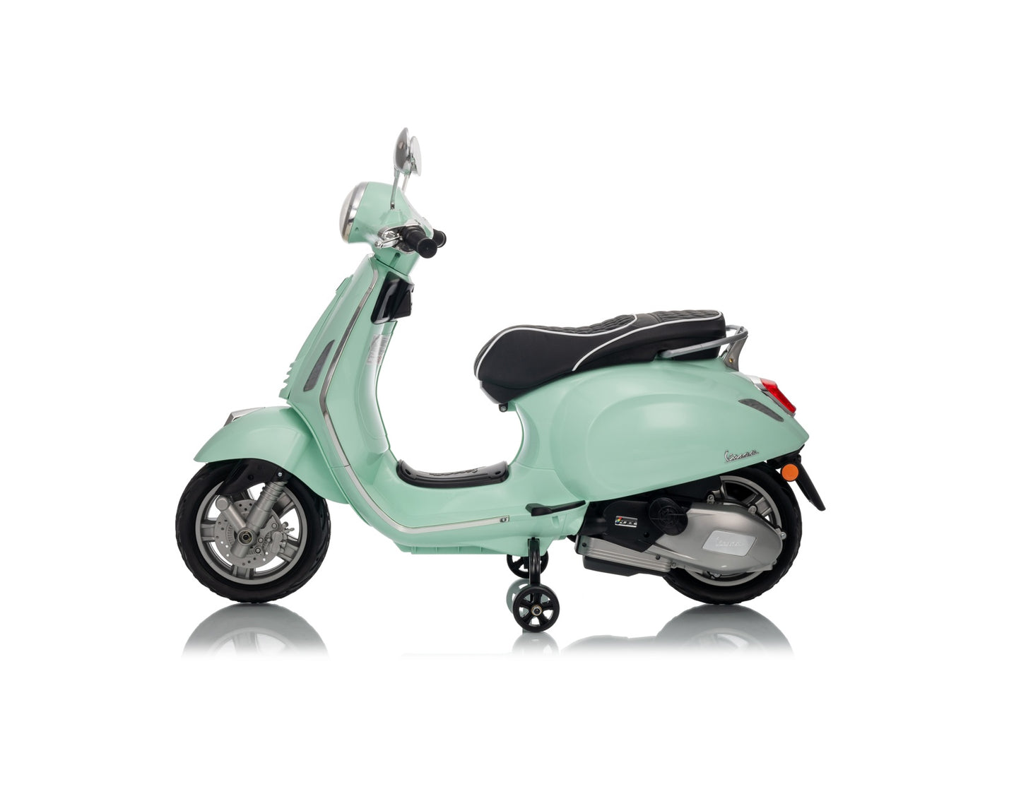 Elektrische Kinderscooter 12V – Vespa Primavera - Mintgroen, met rubberen banden |SPEEDYSPARK|