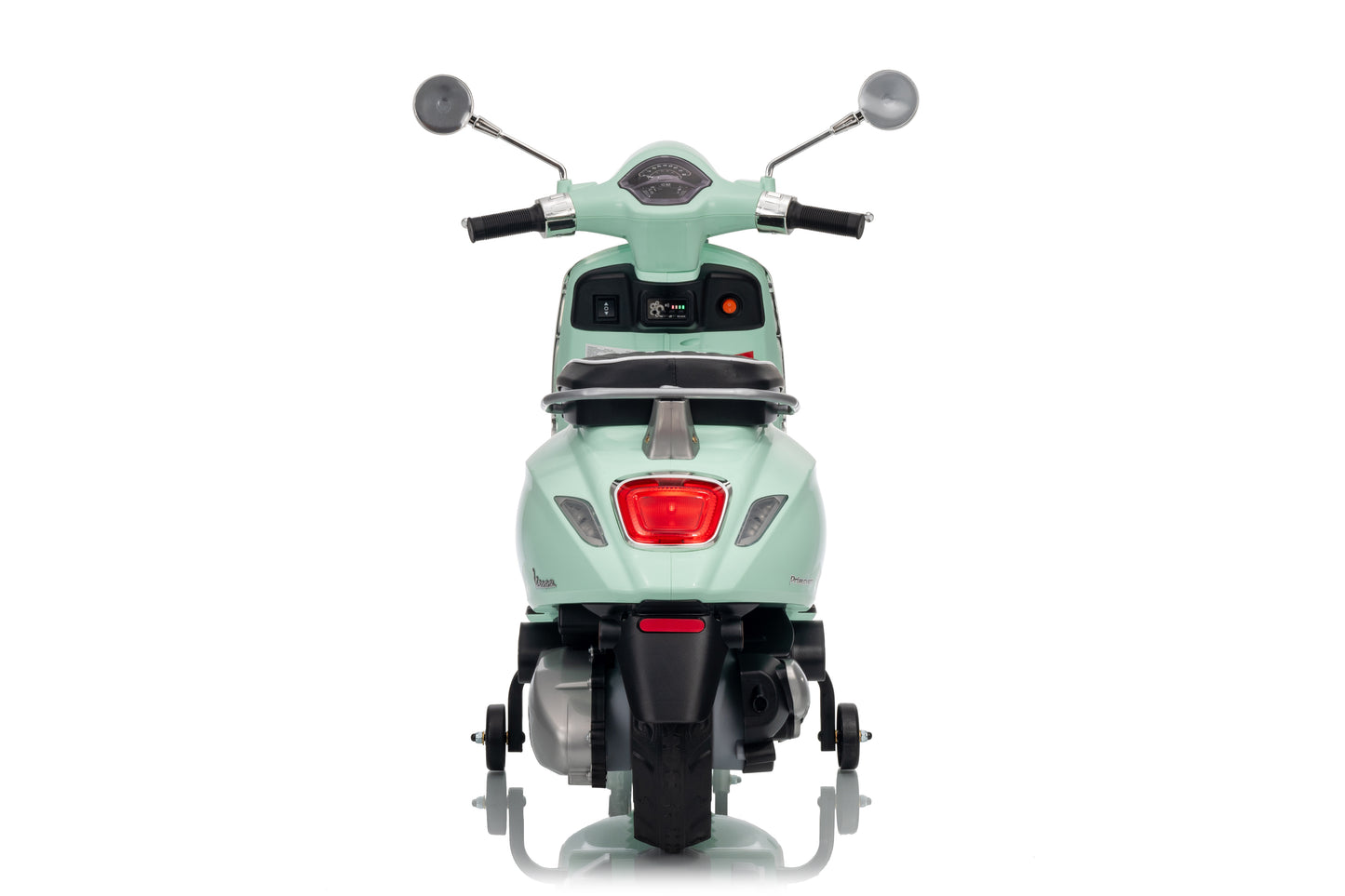 Elektrische Kinderscooter 12V – Vespa Primavera - Mintgroen, met rubberen banden |SPEEDYSPARK|