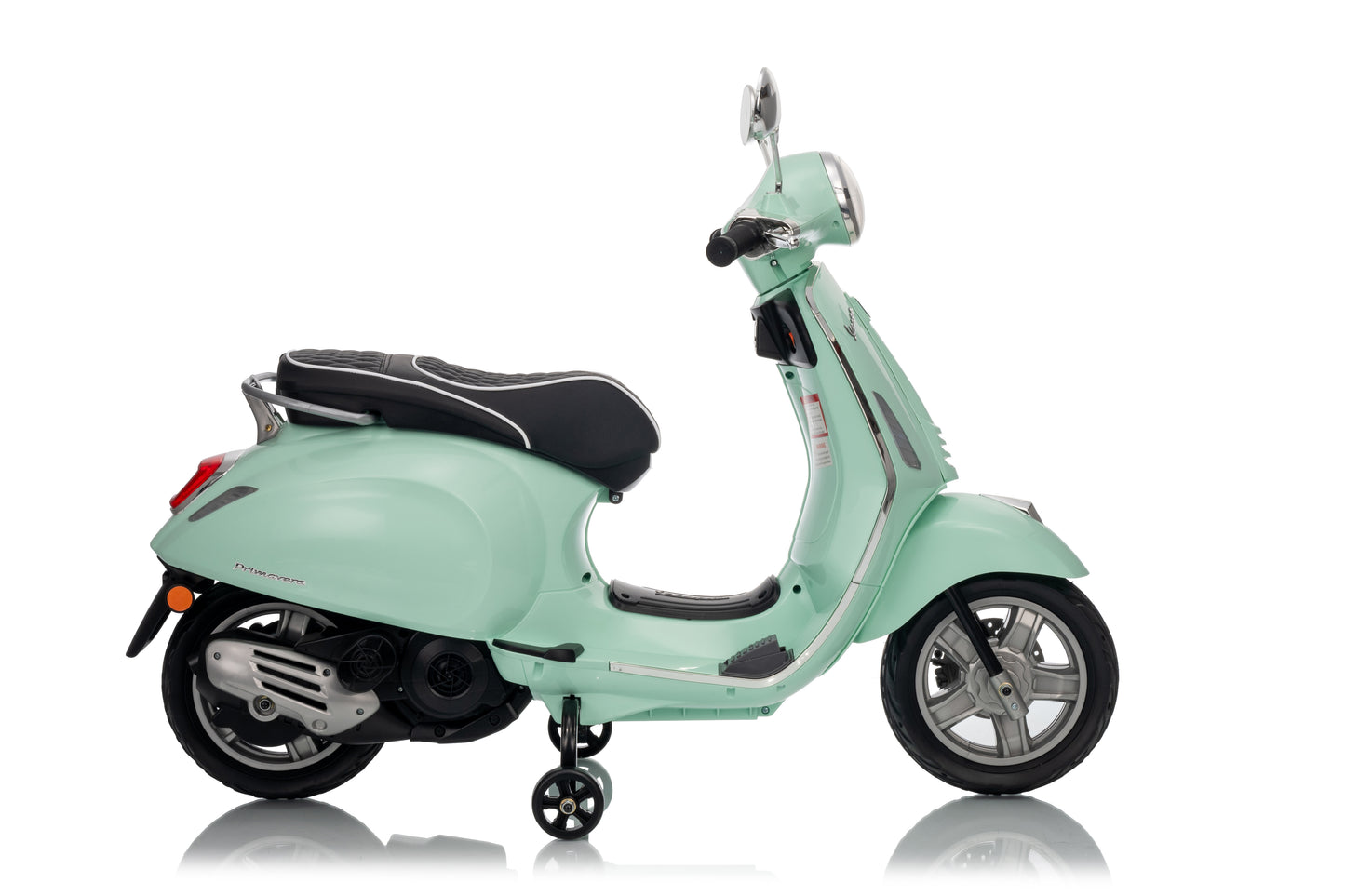 Elektrische Kinderscooter 12V – Vespa Primavera - Mintgroen, met rubberen banden |SPEEDYSPARK|